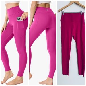 NEW! High Waisted Scrunch Butt Lifting Yoga Pants Leggings Dusty Pink Size S-M